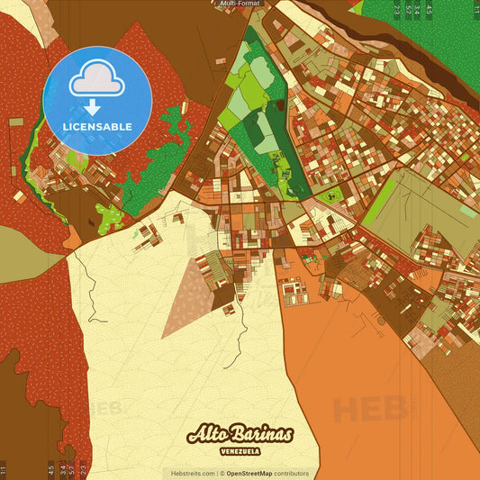 Alto Barinas Venezuela Farmhouse Poster Art Map Template