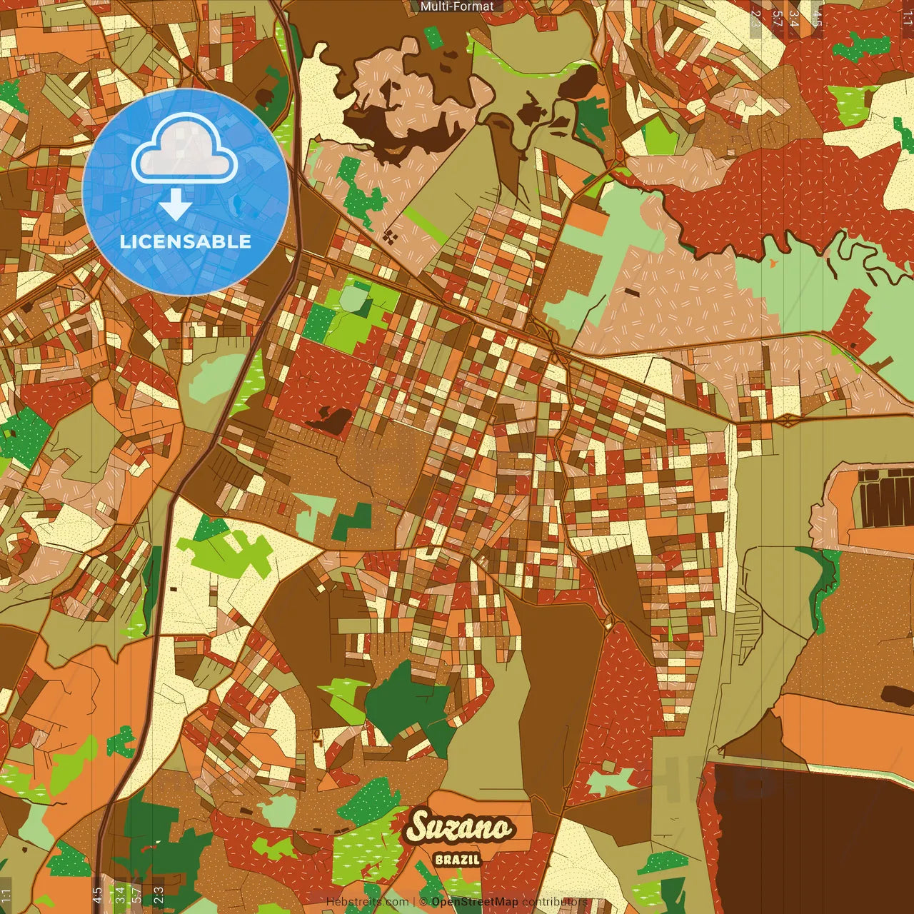 Suzano Brazil Farmhouse Poster Art Map Template