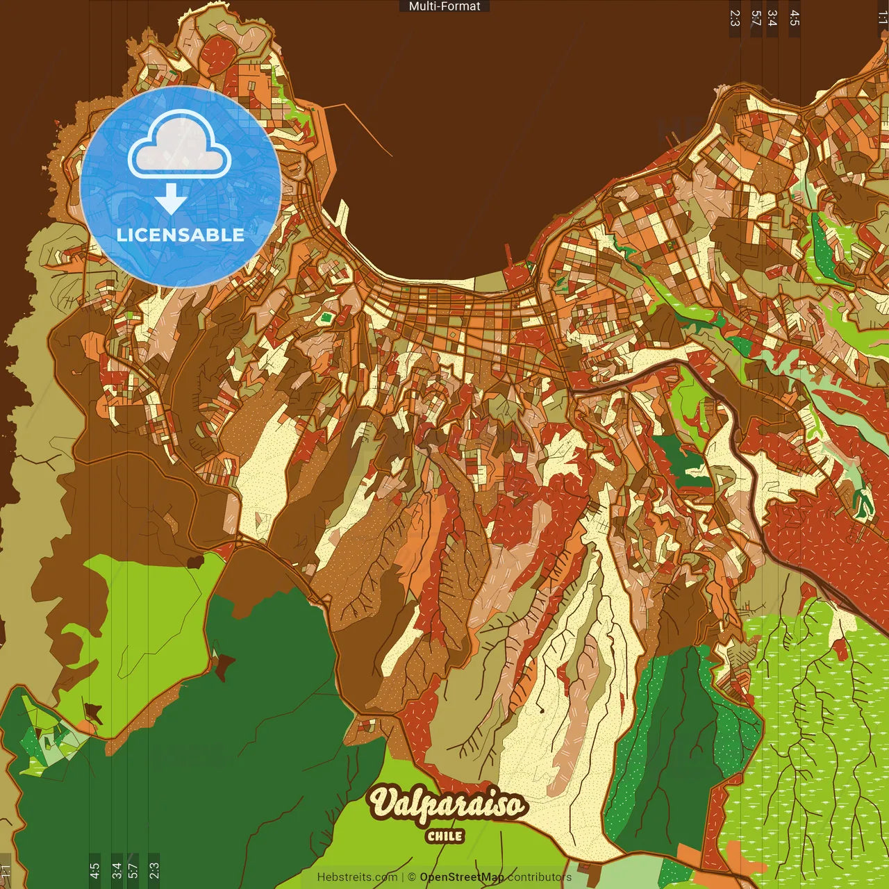Valparaiso Chile Farmhouse Poster Art Map Template