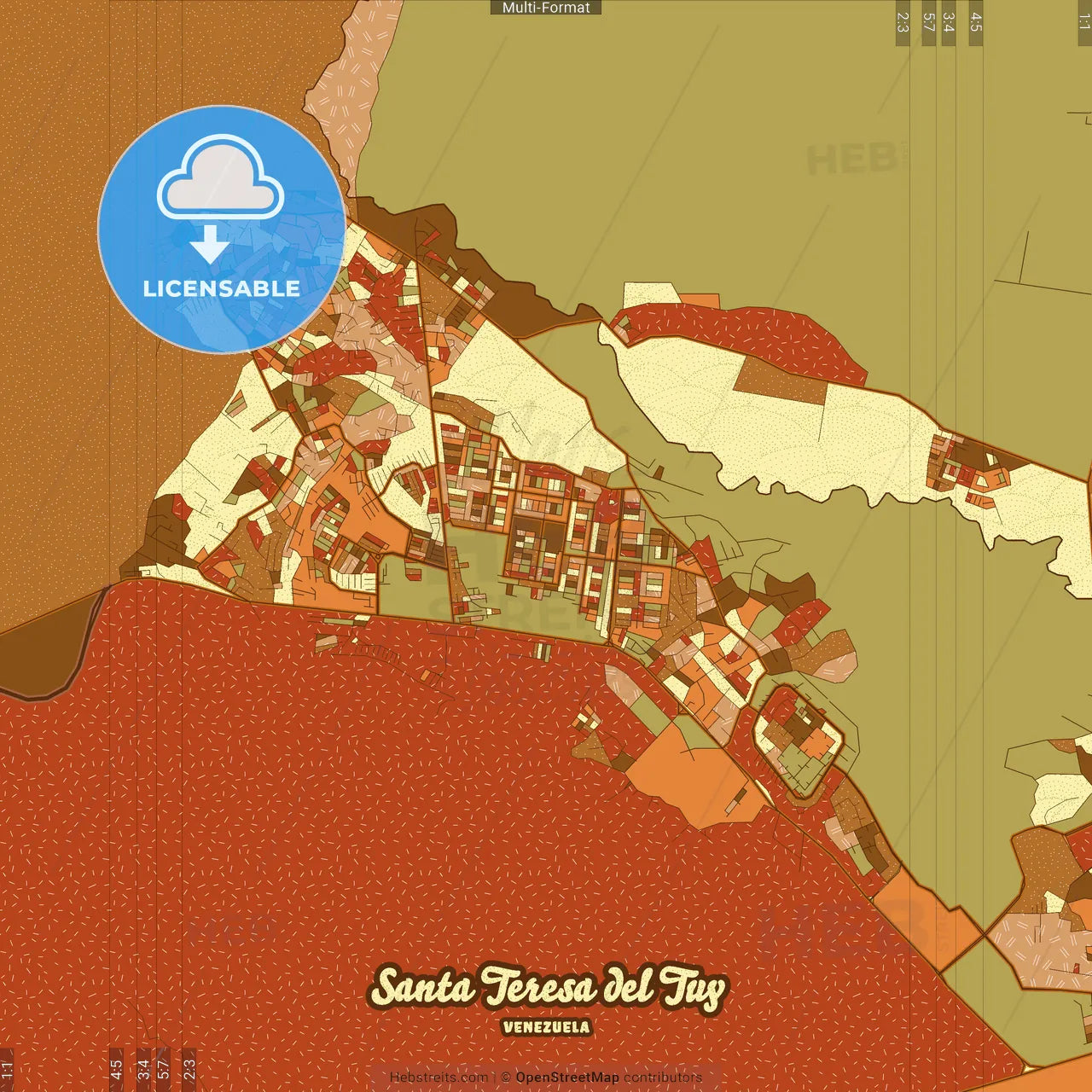 Santa Teresa del Tuy Venezuela Farmhouse Poster Art Map Template