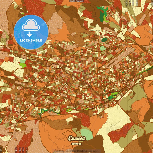 Cuenca Ecuador Farmhouse Poster Art Map Template