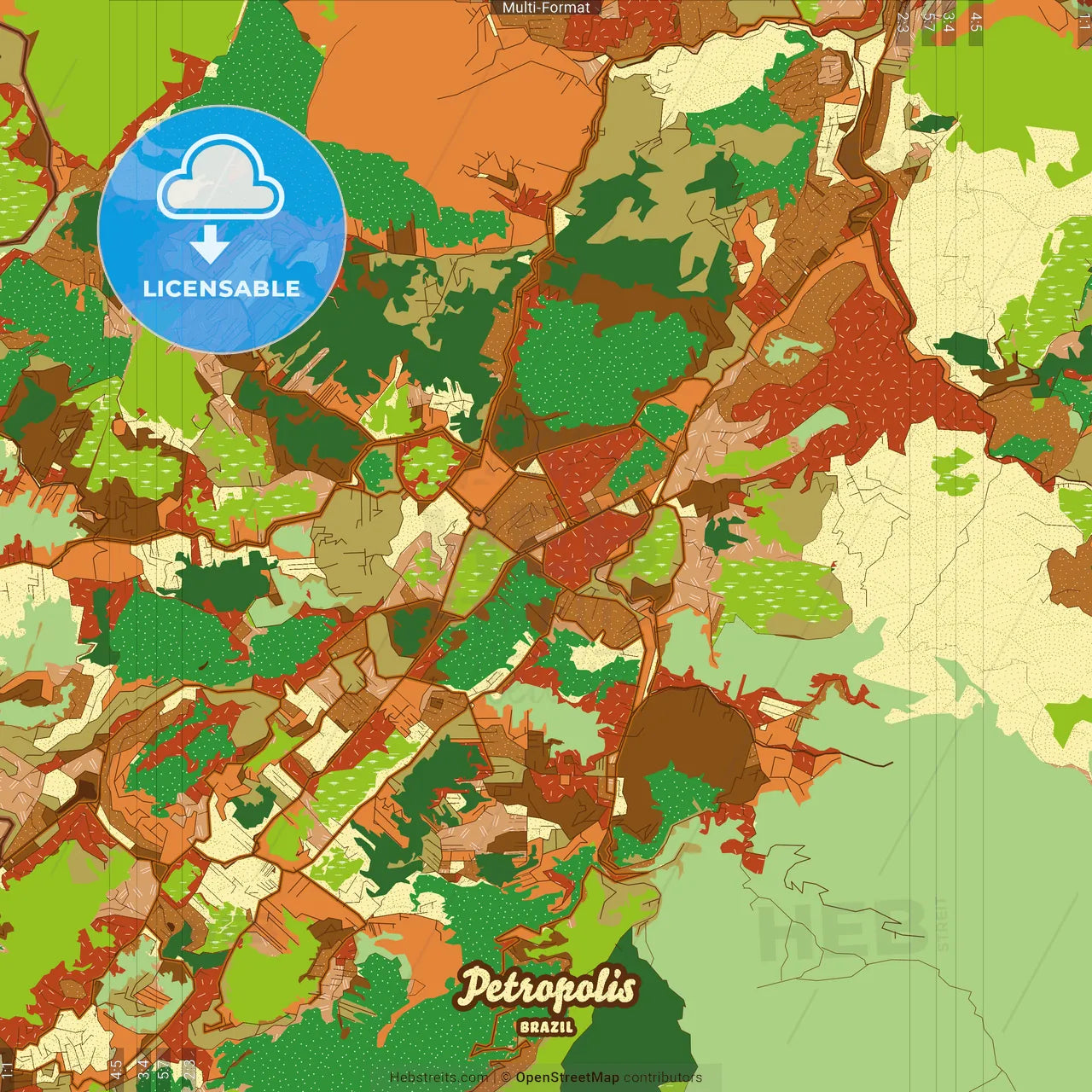 Petropolis Brazil Farmhouse Poster Art Map Template
