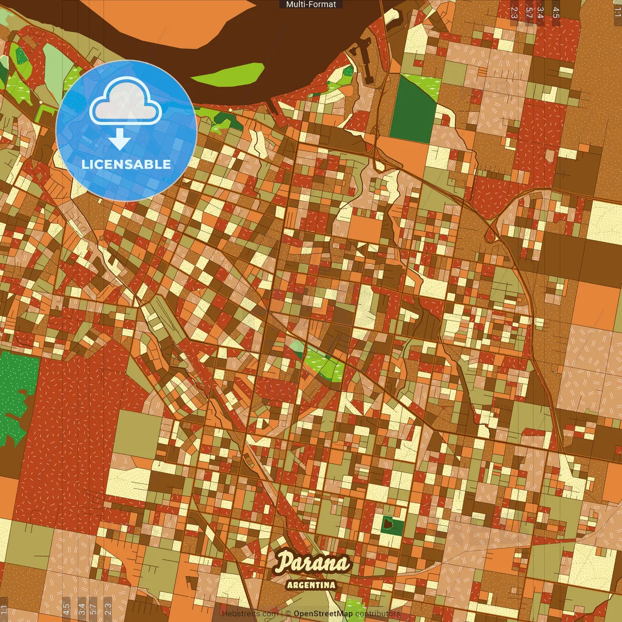 Parana Argentina Farmhouse Poster Art Map Template