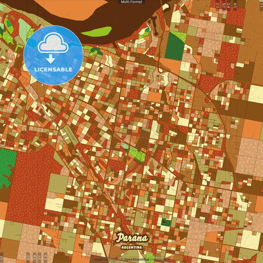 Parana Argentina Farmhouse Poster Art Map Template