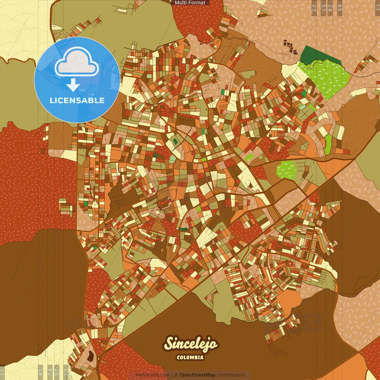 Sincelejo Colombia Farmhouse Poster Art Map Template