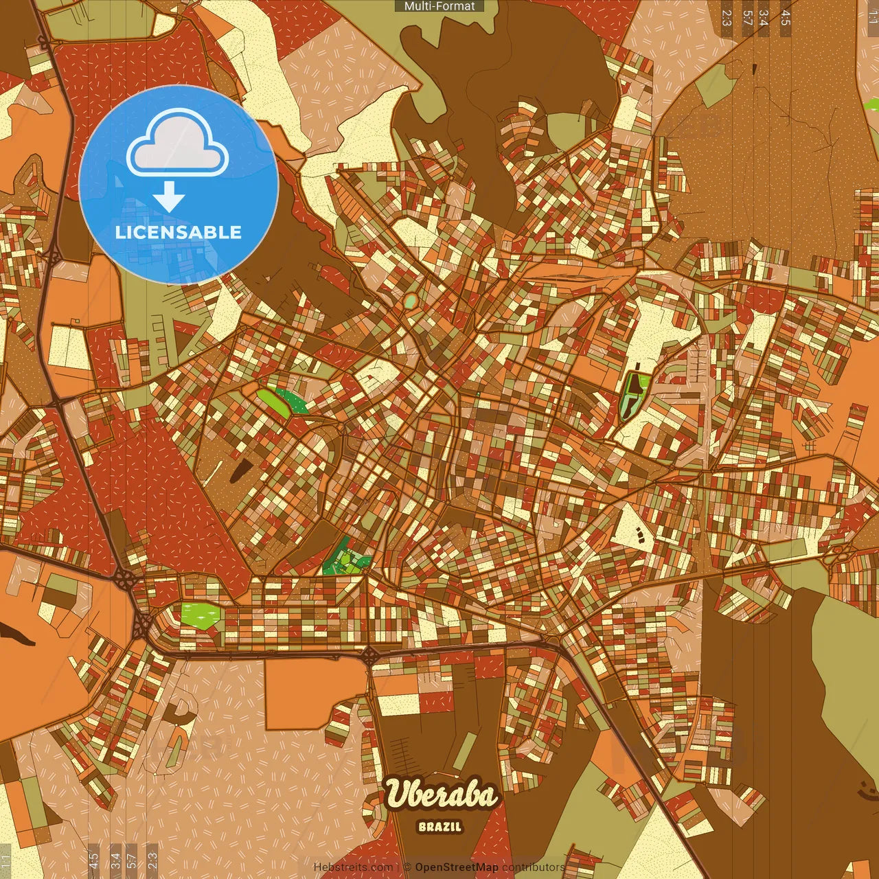 Uberaba Brazil Farmhouse Poster Art Map Template