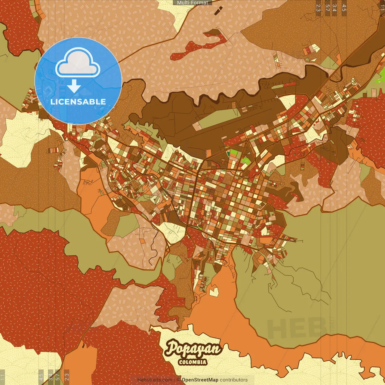 Popayan Colombia Farmhouse Poster Art Map Template