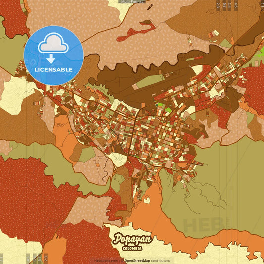 Popayan Colombia Farmhouse Poster Art Map Template