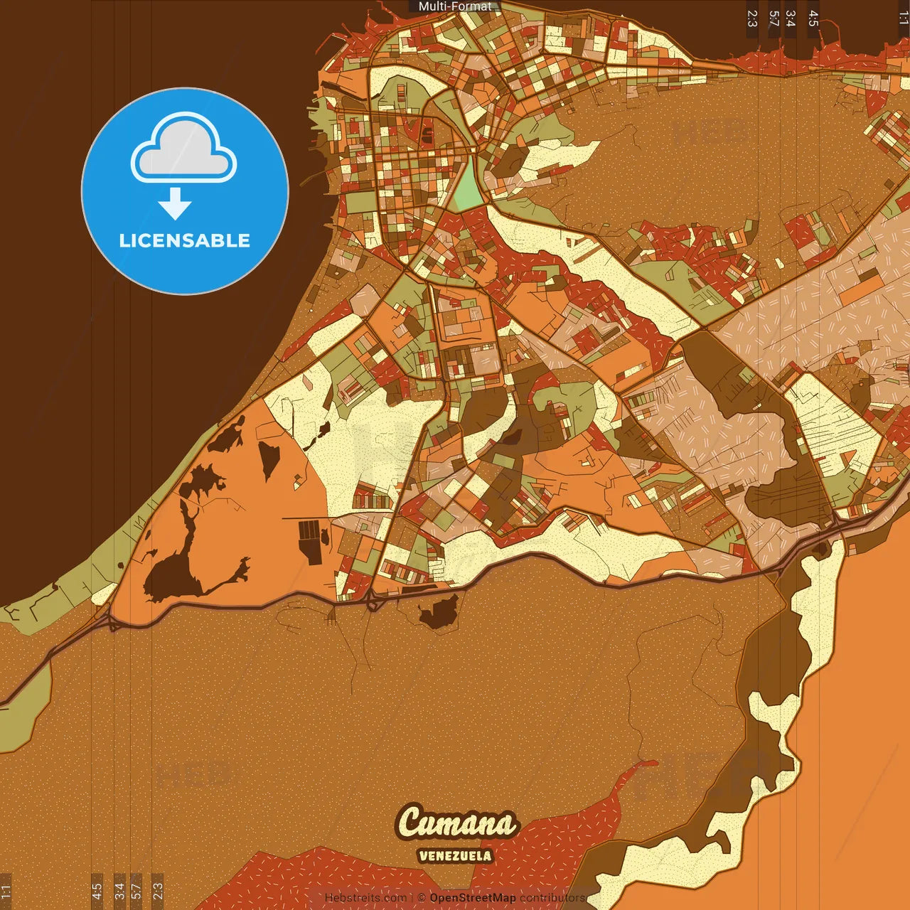 Cumana Venezuela Farmhouse Poster Art Map Template