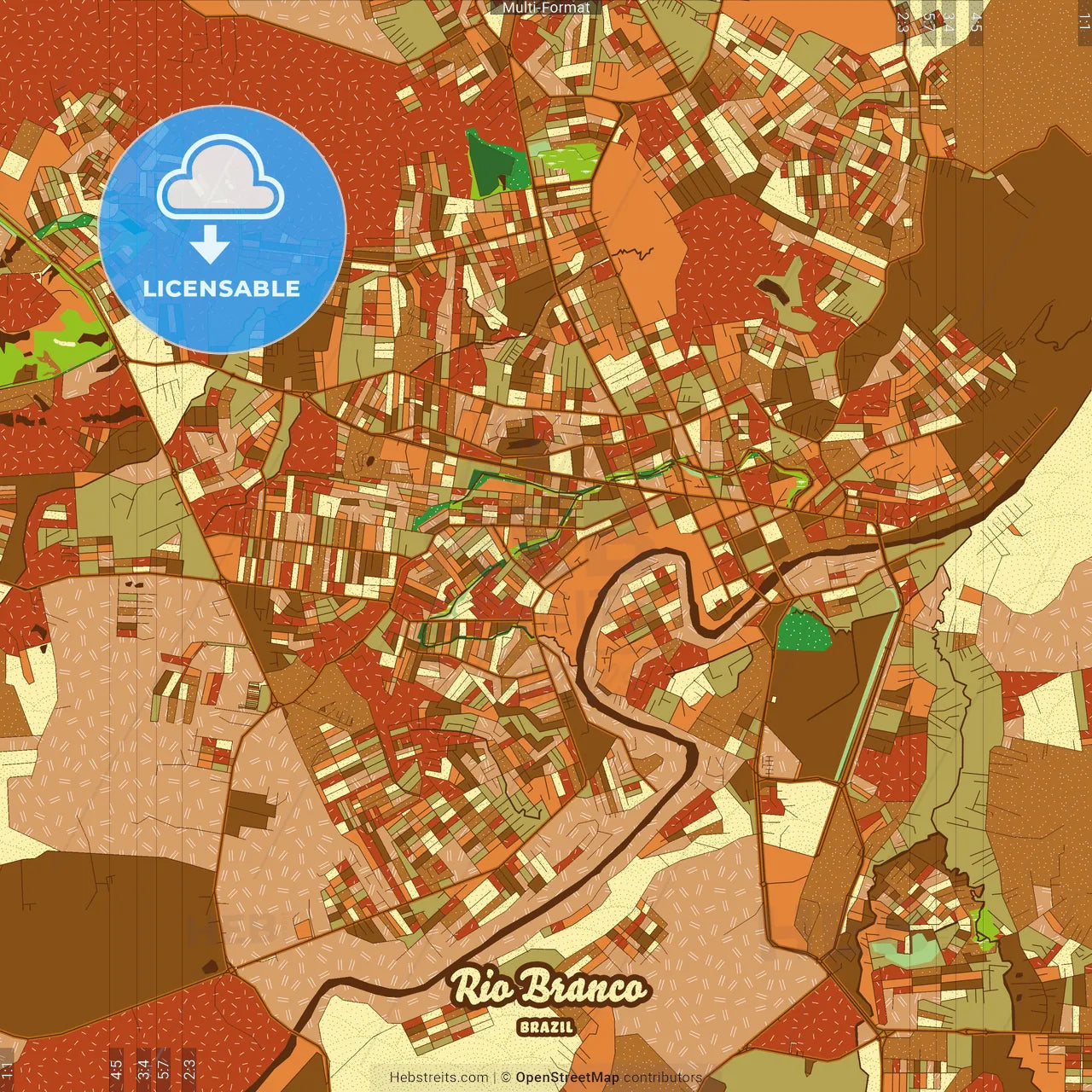 Rio Branco Brazil Farmhouse Poster Art Map Template