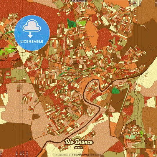 Rio Branco Brazil Farmhouse Poster Art Map Template