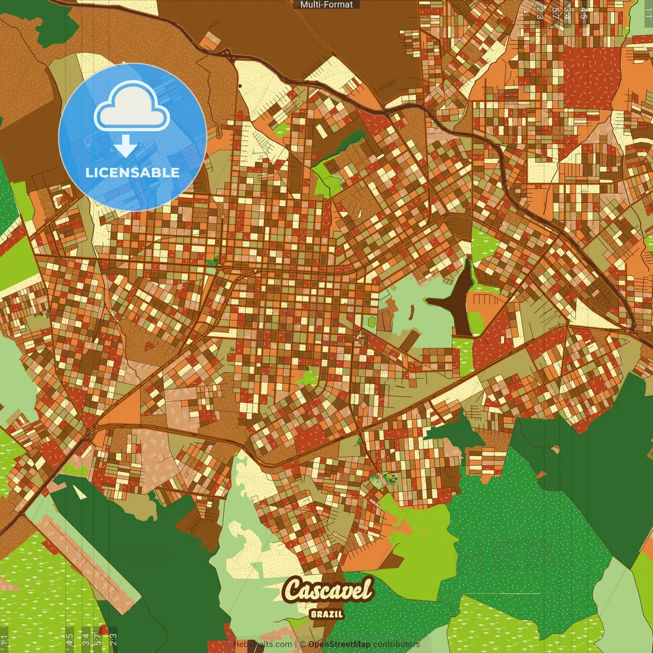 Cascavel Brazil Farmhouse Poster Art Map Template