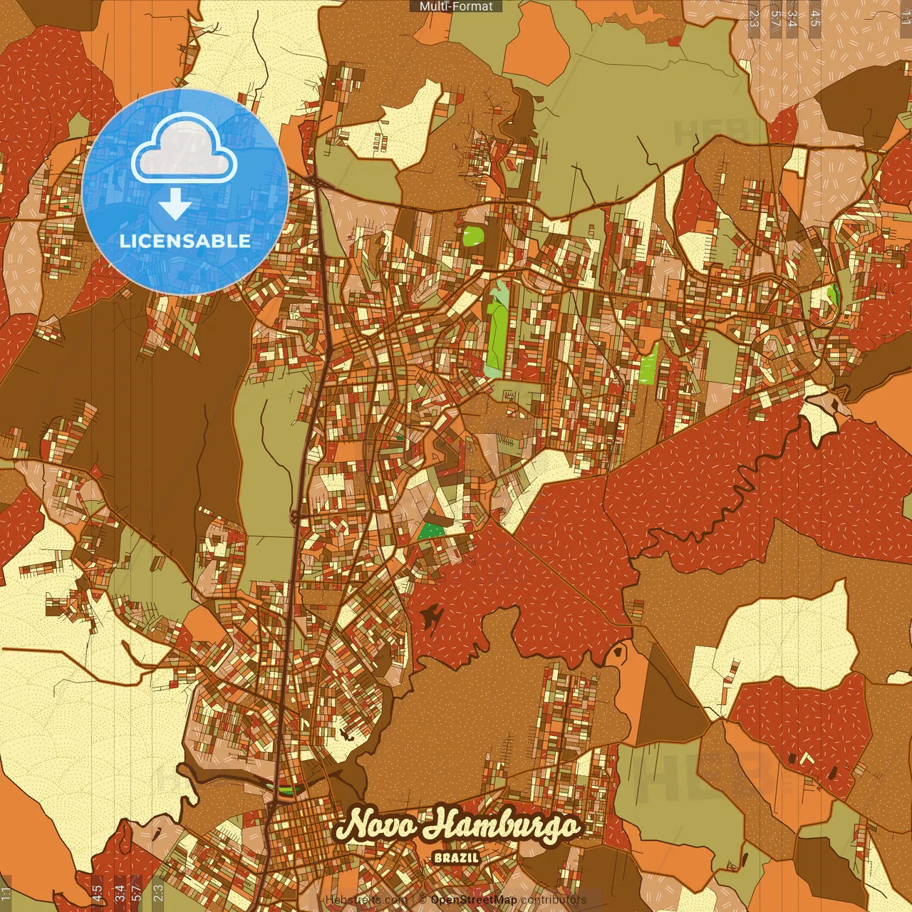 Novo Hamburgo Brazil Farmhouse Poster Art Map Template