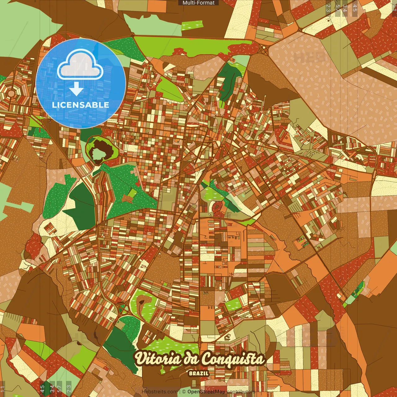 Vitoria da Conquista Brazil Farmhouse Poster Art Map Template