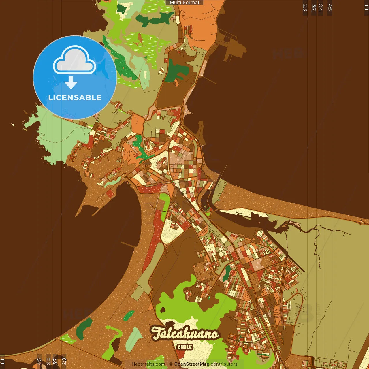 Talcahuano Chile Farmhouse Poster Art Map Template