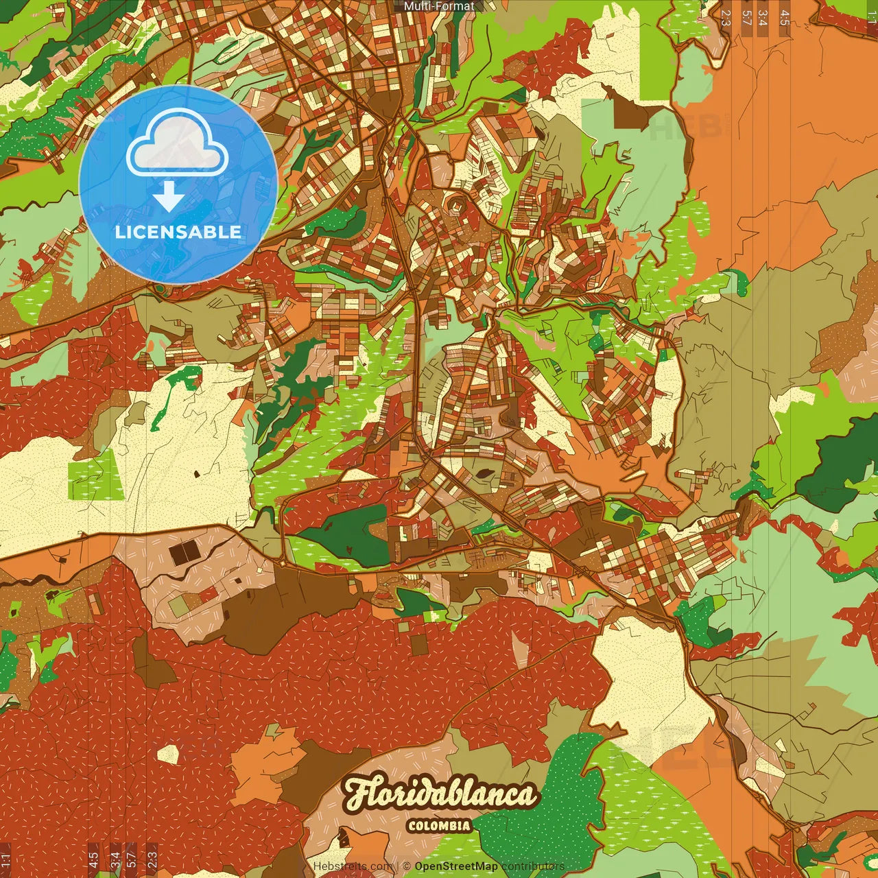 Floridablanca Colombia Farmhouse Poster Art Map Template