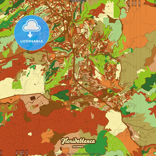 Floridablanca Colombia Farmhouse Poster Art Map Template
