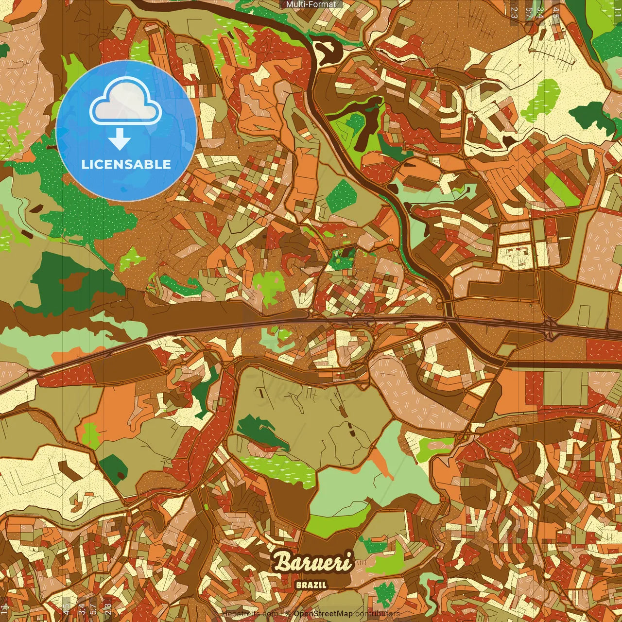 Barueri Brazil Farmhouse Poster Art Map Template