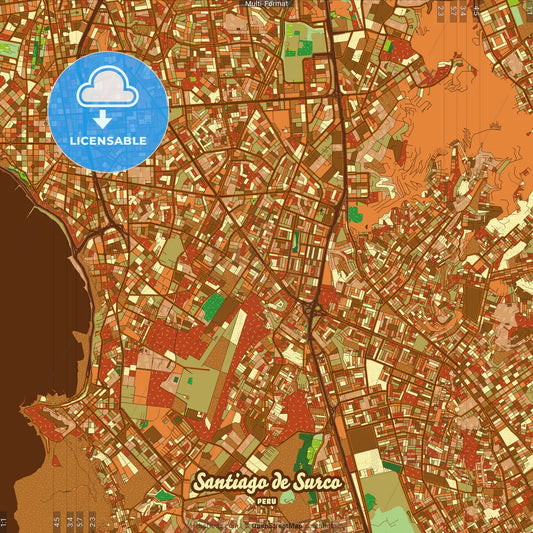 Santiago de Surco Peru Farmhouse Poster Art Map Template