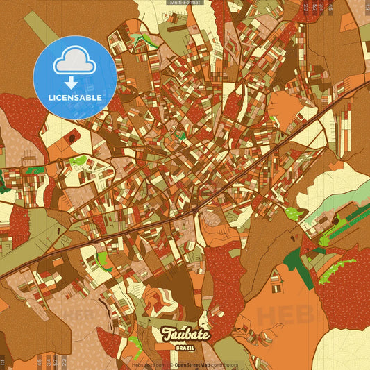 Taubate Brazil Farmhouse Poster Art Map Template