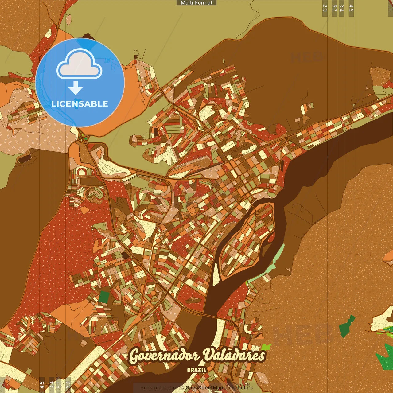 Governador Valadares Brazil Farmhouse Poster Art Map Template