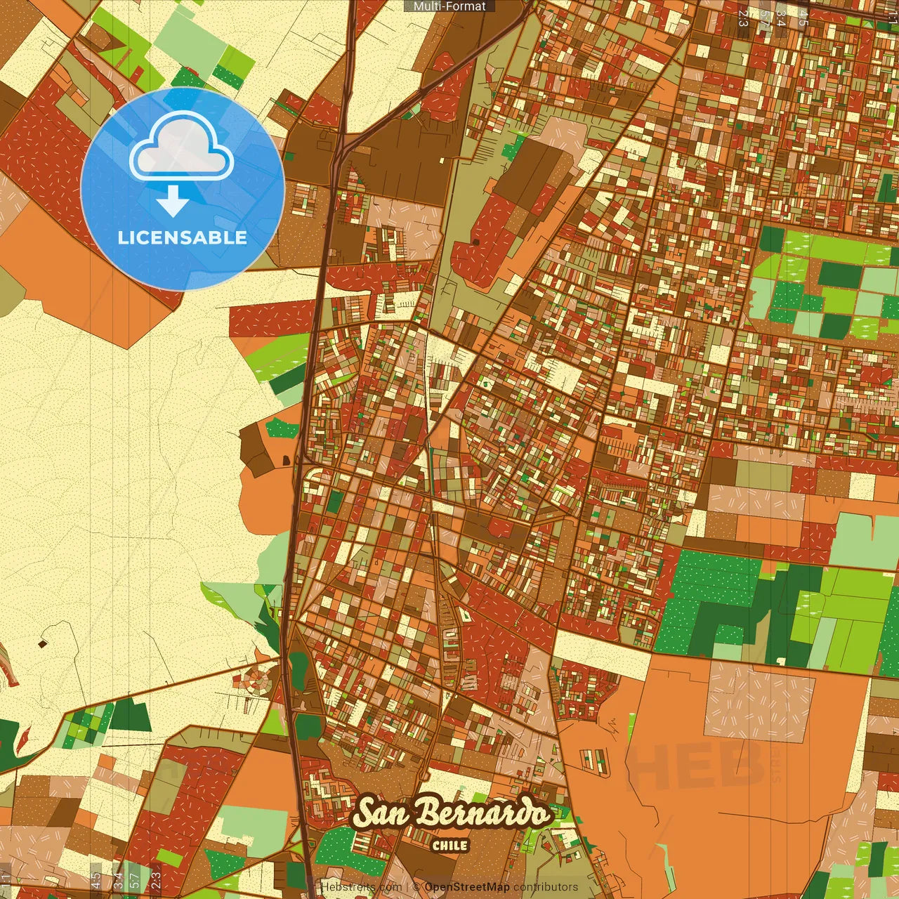 San Bernardo Chile Farmhouse Poster Art Map Template