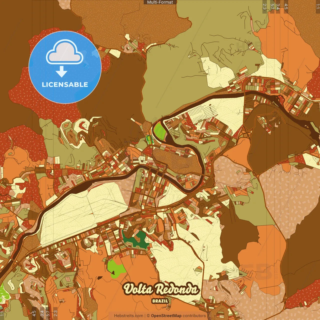 Volta Redonda Brazil Farmhouse Poster Art Map Template