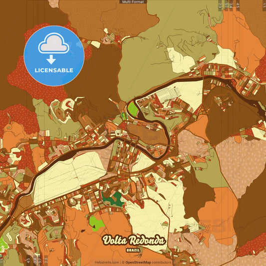 Volta Redonda Brazil Farmhouse Poster Art Map Template