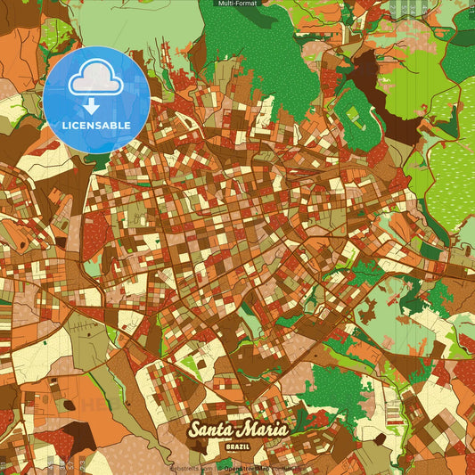 Santa Maria Brazil Farmhouse Poster Art Map Template