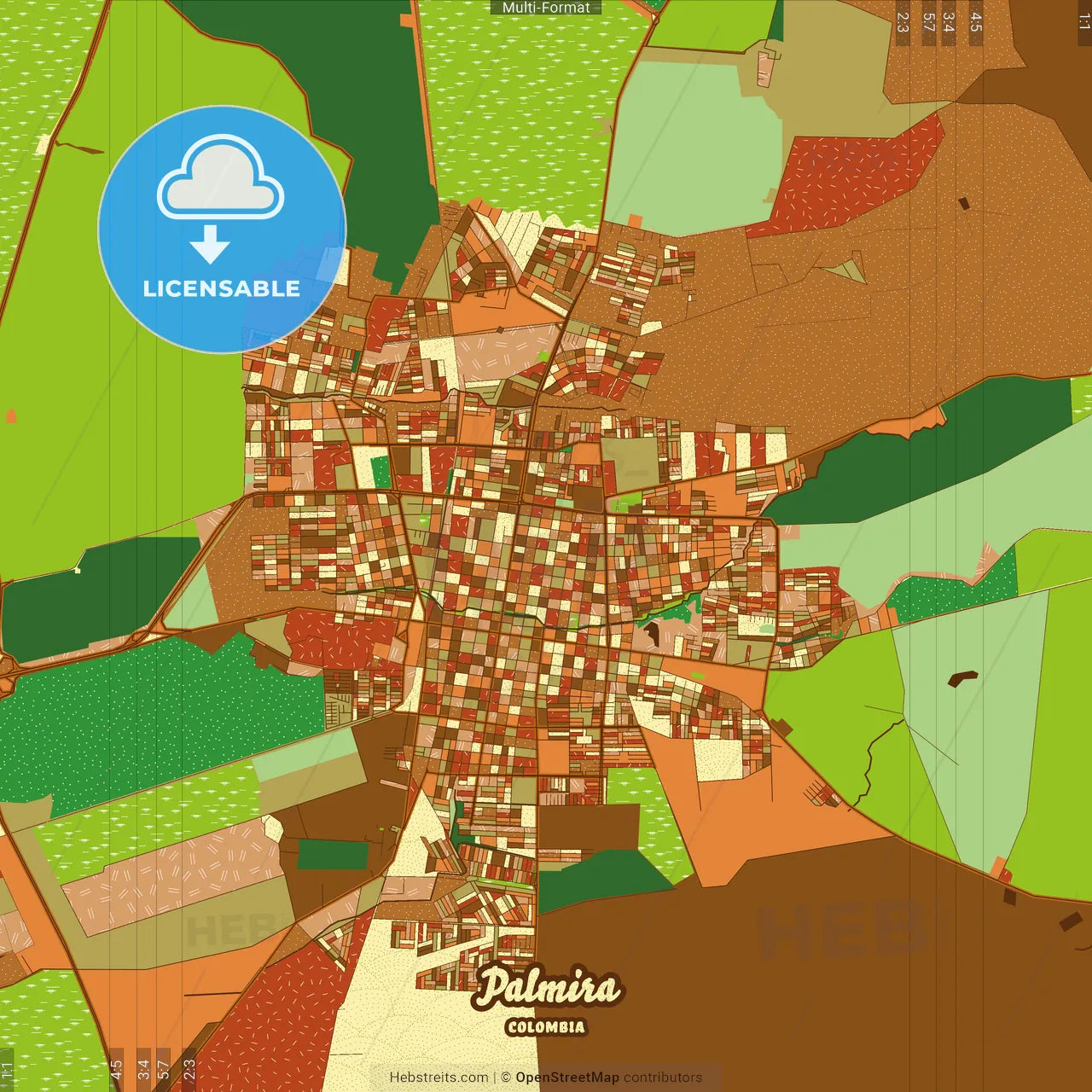 Palmira Colombia Farmhouse Poster Art Map Template