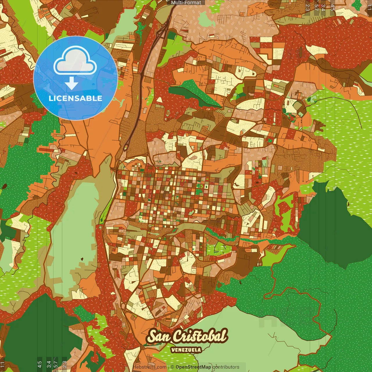 San Cristobal Venezuela Farmhouse Poster Art Map Template