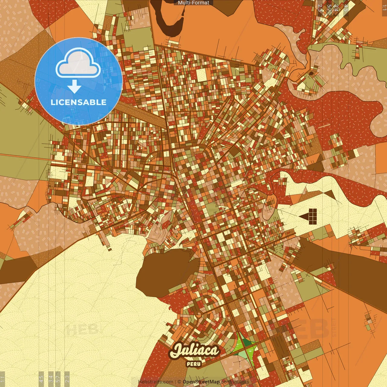 Juliaca Peru Farmhouse Poster Art Map Template