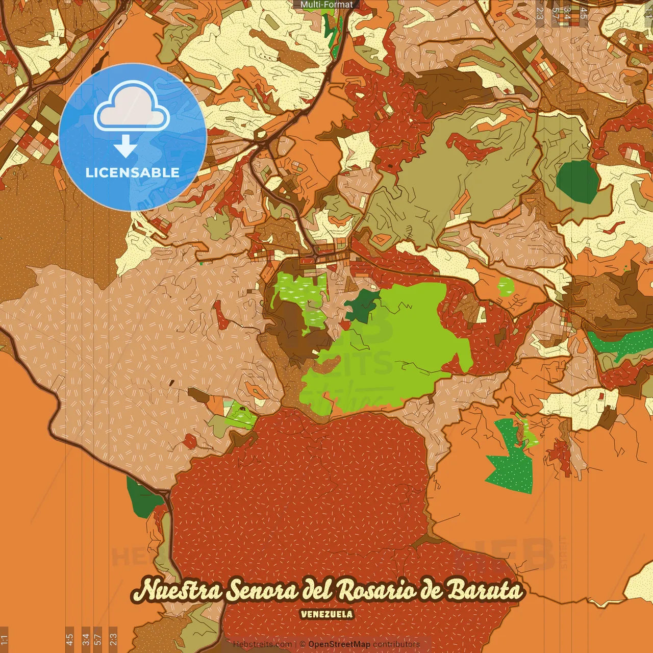 Nuestra Senora del Rosario de Baruta Venezuela Farmhouse Poster Art Map Template