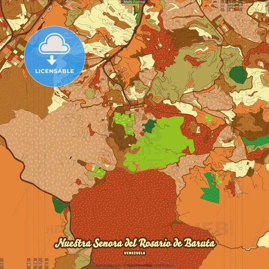 Nuestra Senora del Rosario de Baruta Venezuela Farmhouse Poster Art Map Template