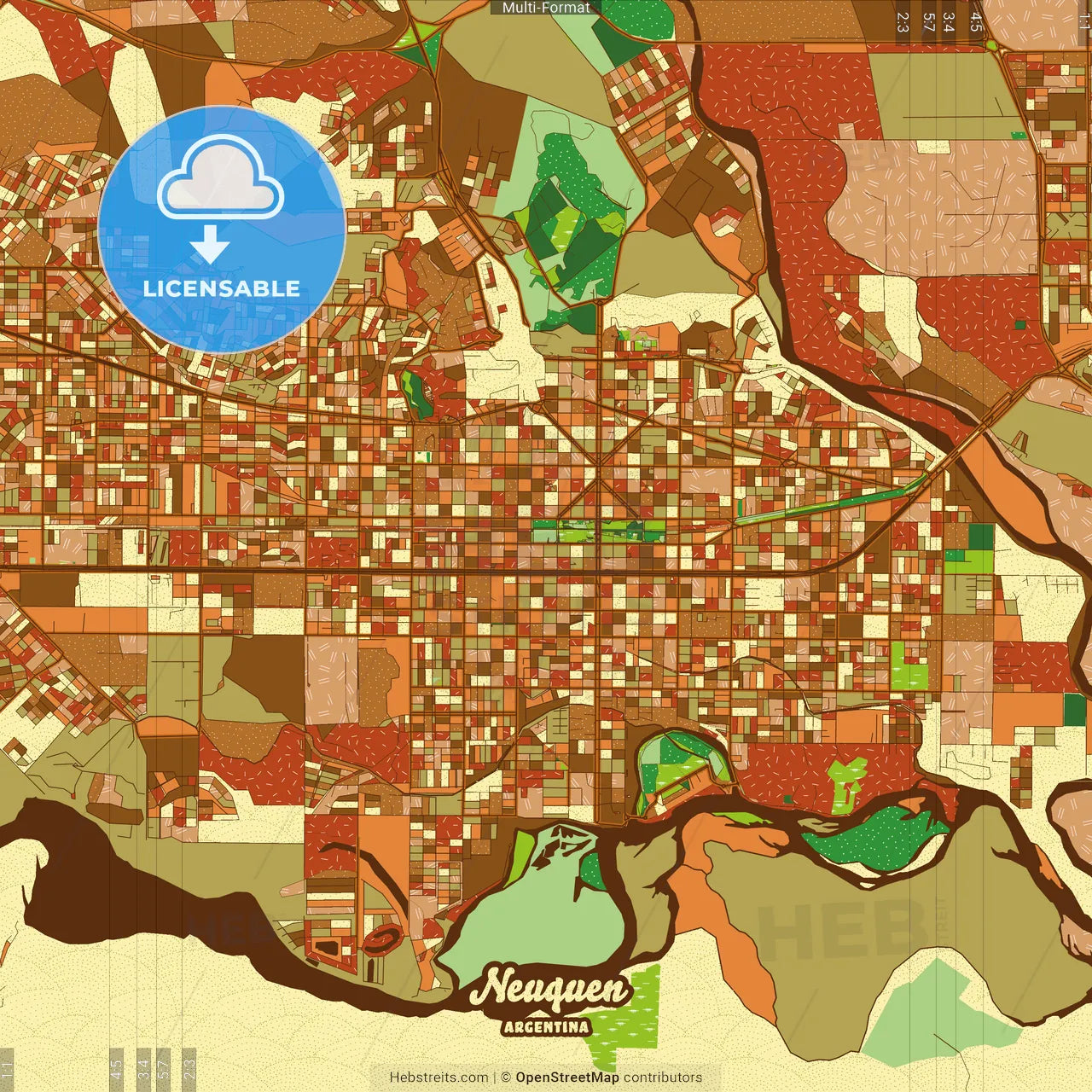 Neuquen Argentina Farmhouse Poster Art Map Template