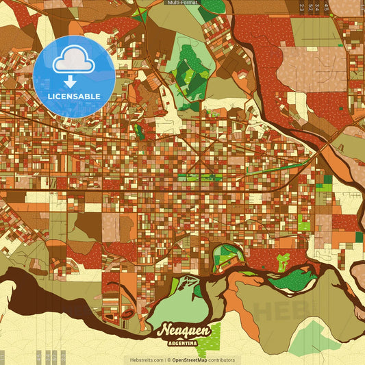 Neuquen Argentina Farmhouse Poster Art Map Template