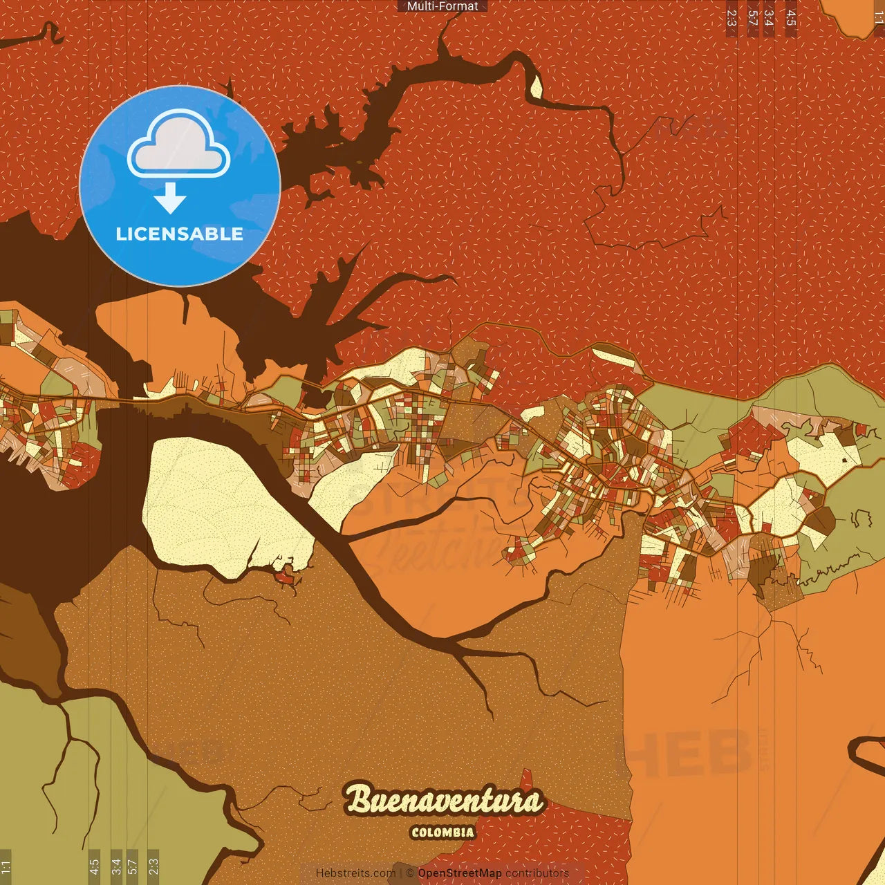 Buenaventura Colombia Farmhouse Poster Art Map Template