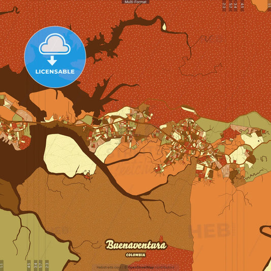 Buenaventura Colombia Farmhouse Poster Art Map Template