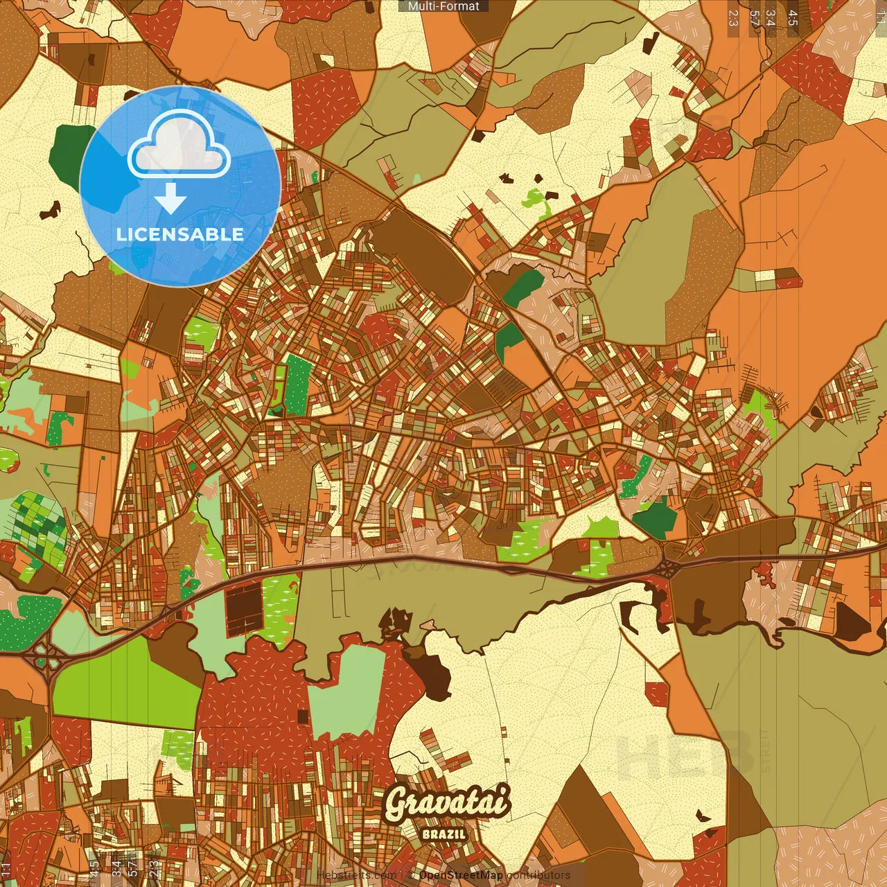 Gravatai Brazil Farmhouse Poster Art Map Template