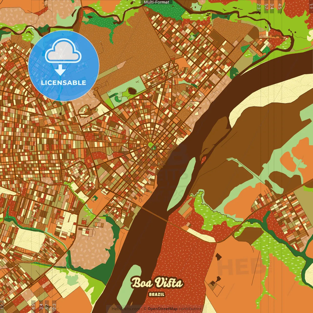 Boa Vista Brazil Farmhouse Poster Art Map Template