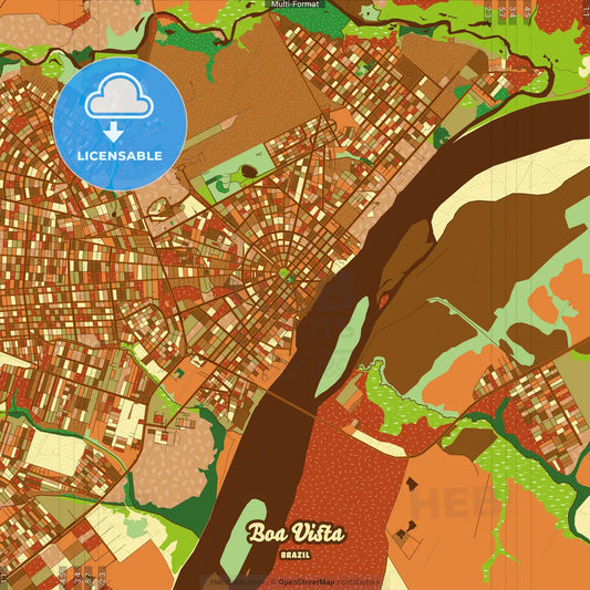 Boa Vista Brazil Farmhouse Poster Art Map Template