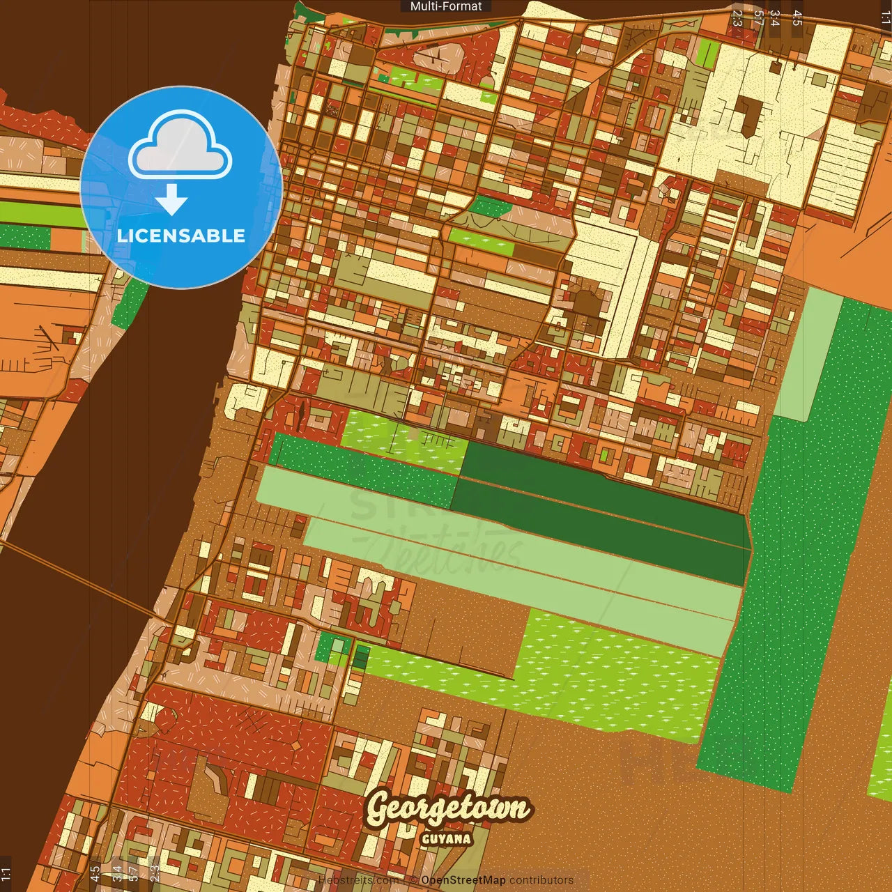 Georgetown Guyana Farmhouse Poster Art Map Template