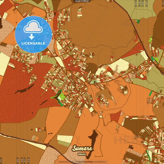 Sumare Brazil Farmhouse Poster Art Map Template