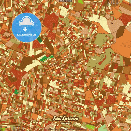 San Lorenzo Paraguay Farmhouse Poster Art Map Template