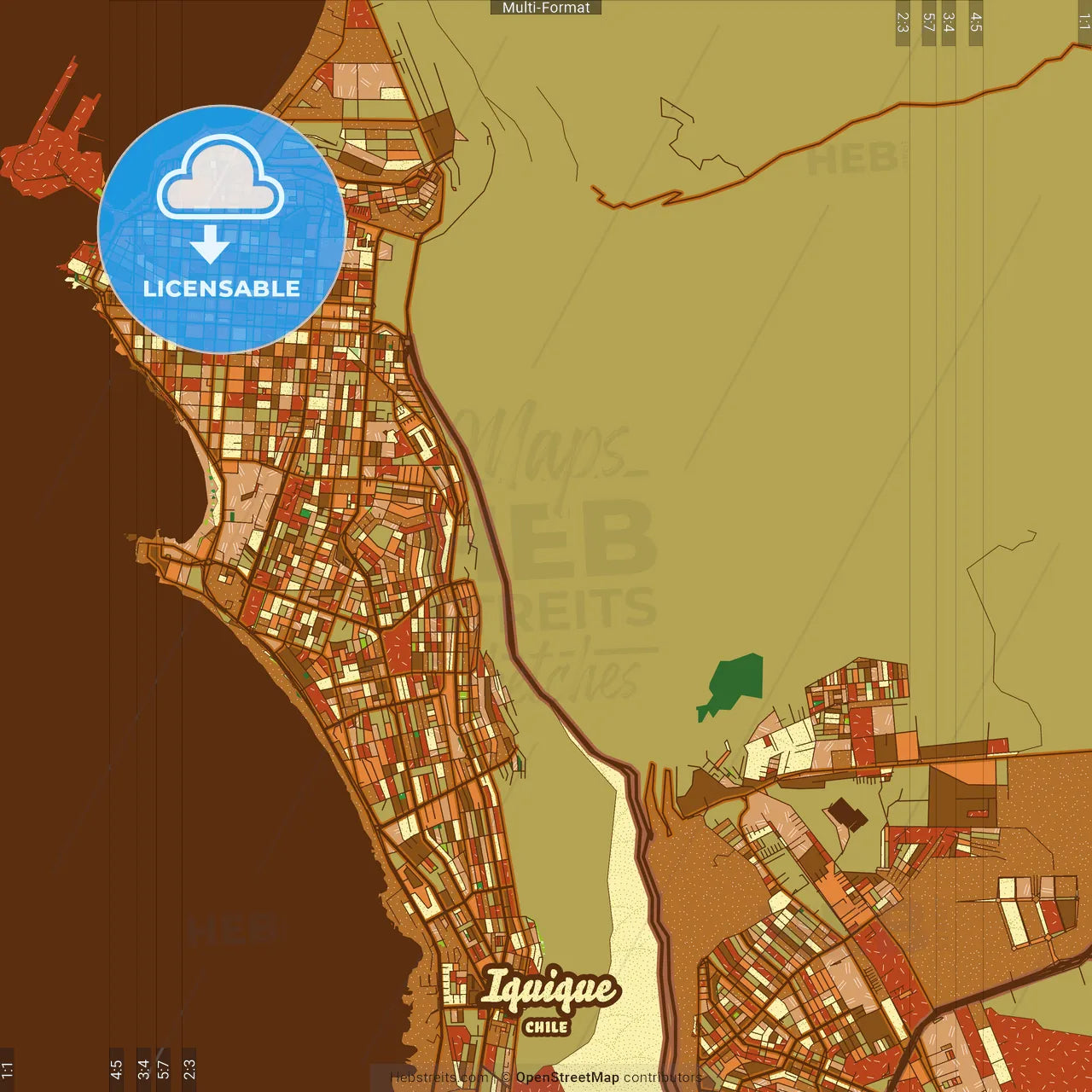 Iquique Chile Farmhouse Poster Art Map Template