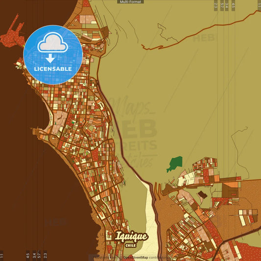 Iquique Chile Farmhouse Poster Art Map Template