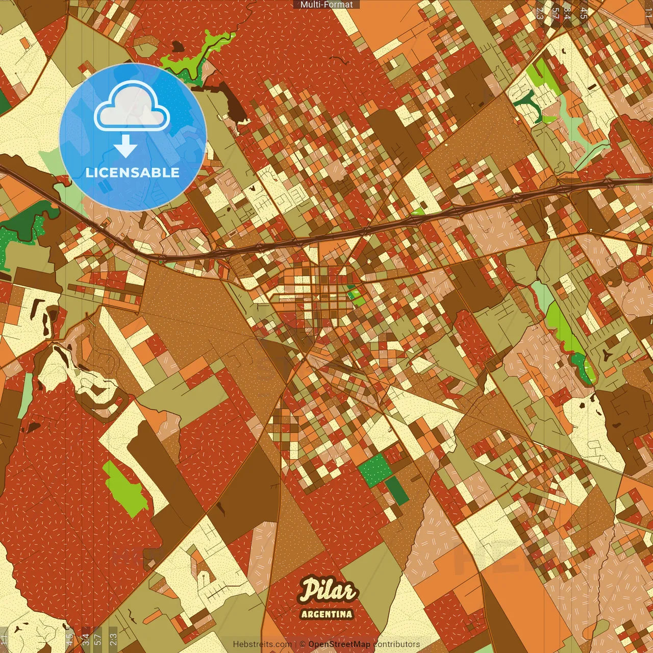 Pilar Argentina Farmhouse Poster Art Map Template