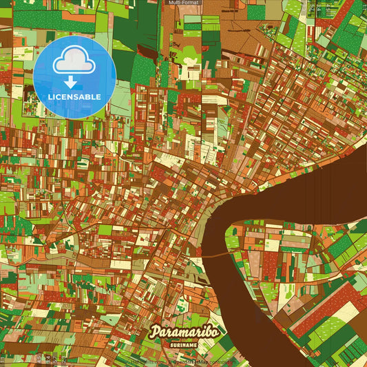 Paramaribo Suriname Farmhouse Poster Art Map Template