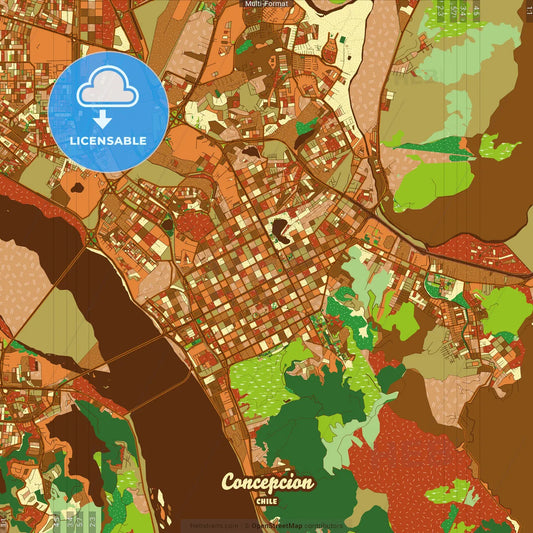 Concepcion Chile Farmhouse Poster Art Map Template