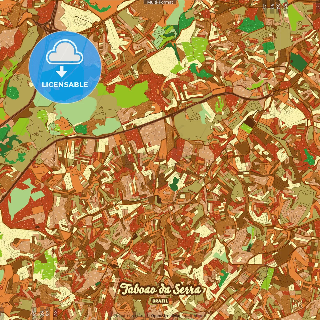 Taboao da Serra Brazil Farmhouse Poster Art Map Template